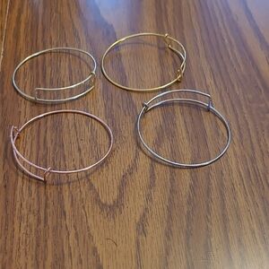 Stackable Women's Adjustable Bangle Bracelet Set in Gold, Silver, Rose Gold